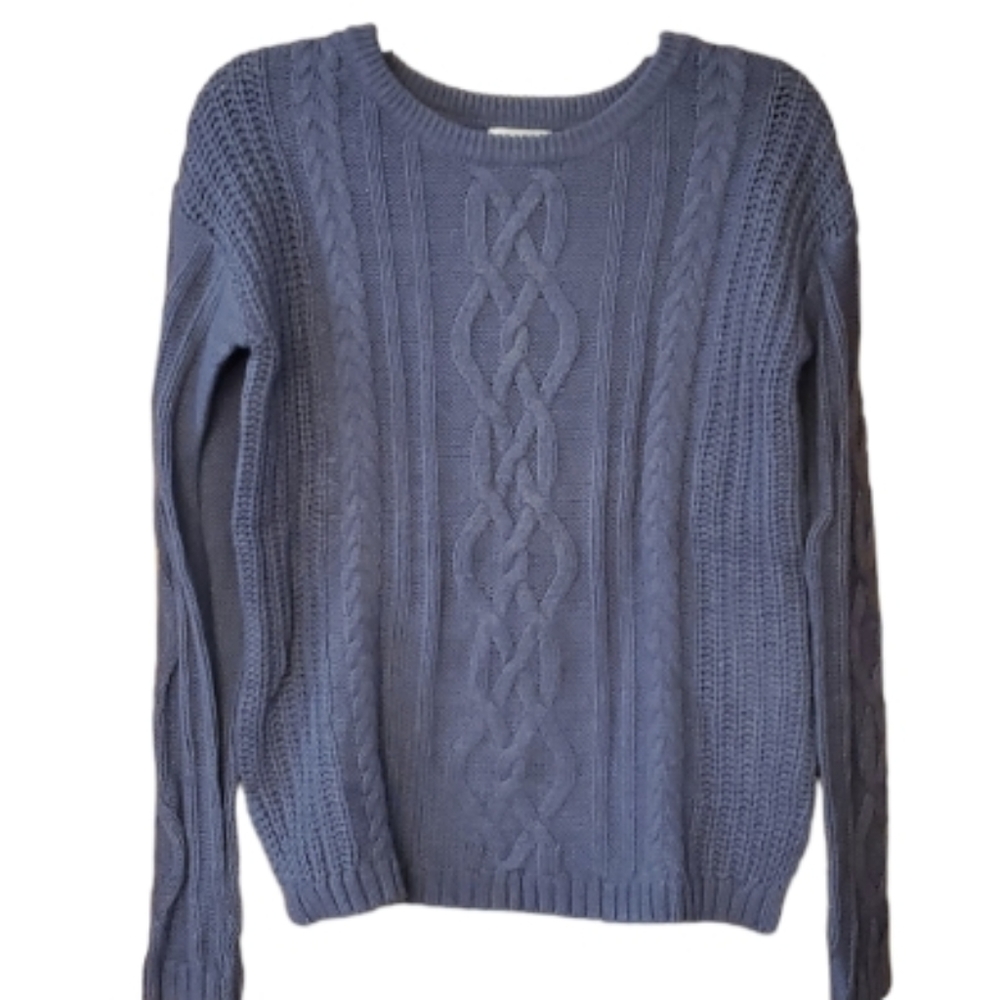 Old Navy Classic Indigo Cable Pullover  Thick Soft Cable Knit Sweater Size Small